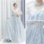 Mode Argenté Robe De Soirée 2020 Princesse Encolure Dégagée Paillettes En Dentelle Fleur 1/2 Manches Dos Nu Longue Robe De Ceremonie