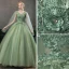 Elegant Lime Green Prom Dresses 2020 Ball Gown V-Neck Beading Rhinestone Lace Flower Short Sleeve Backless Floor-Length / Long Formal Dresses