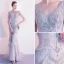 Luxury / Gorgeous Grey Evening Dresses  2020 Trumpet / Mermaid V-Neck Handmade  Beading Rhinestone Sleeveless Backless Floor-Length / Long Formal Dresses