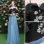 Chic / Belle Noire Robe De Soirée 2020 Princesse Bretelles Spaghetti Paillettes En Dentelle Fleur Manches Courtes Dos Nu Longue Robe De Ceremonie