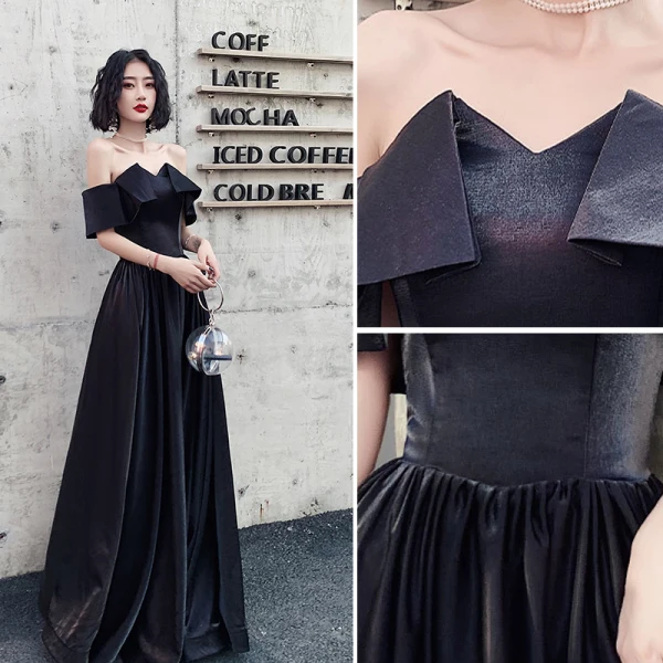 stylewe formal dresses sundress evening notched elegant dresses black s Affordable Chic Black Formal Dresses Off-the-Shoulder Front Slit Evening Dresses