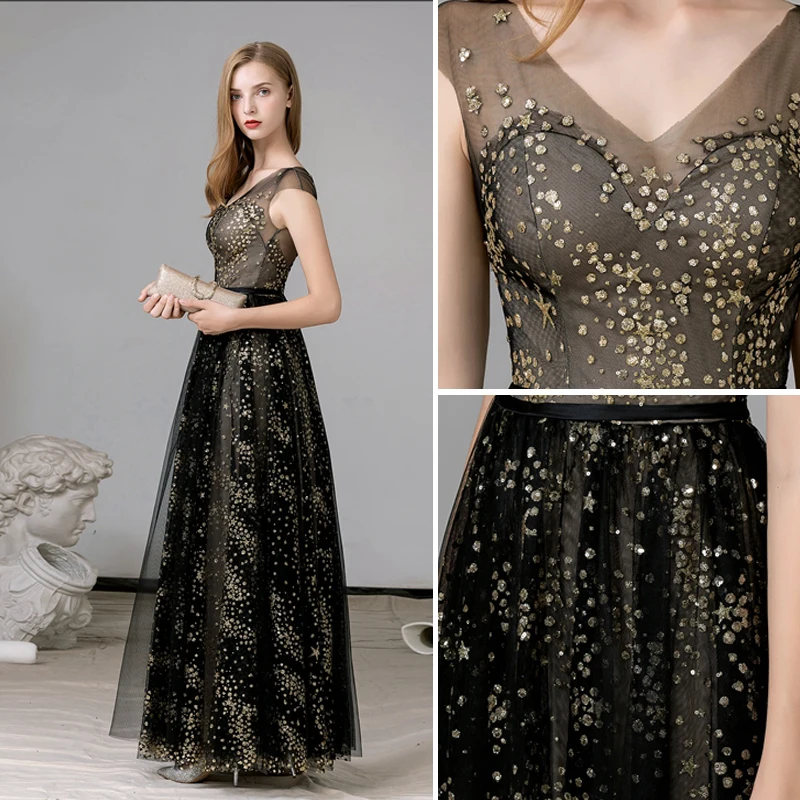 slim fit dress slacks Contrast One Shoulder Asymmetrical Hem Black Sequin Dress