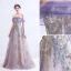Charming Purple Prom Dresses 2020 A-Line / Princess Off-The-Shoulder Lace Flower Glitter Sequins Sleeveless Backless Floor-Length / Long Formal Dresses