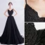 Chic / Belle Noire Robe De Bal 2020 Princesse Bretelles Spaghetti Perlage En Dentelle Fleur Sans Manches Dos Nu Train De Balayage Robe De Ceremonie