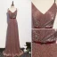 Sexy Scintillantes Or Rose Robe De Soirée 2020 Princesse Bretelles Spaghetti Paillettes Noeud Sans Manches Dos Nu Longue Robe De Ceremonie