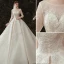 Luxury / Gorgeous Champagne Wedding Dresses 2020 Ball Gown Scoop Neck Beading Sequins Lace Flower Appliques 3/4 Sleeve Backless Royal Train