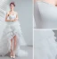 Chic / Beautiful White Wedding Dresses 2020 A-Line / Princess Strapless Sleeveless Backless Cascading Ruffles Court Train
