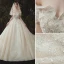 Luxe Champagne Robe De Mariée 2020 Robe Boule De l'épaule Glitter Perlage Paillettes Perle Manches Courtes Dos Nu Cathedral Train