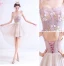 Chic / Belle Rougissant Rose Robe De Fete 2020 Princesse Bretelles Spaghetti Perlage Faux Diamant Appliques Sans Manches Dos Nu Asymétrique Robe De Ceremonie