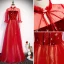 Elegante Rot Abendkleider 2020 A Linie Stehkragen Star Pailletten Schleife 3/4 Ärmel Rückenfreies Lange Festliche Kleider