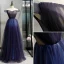 Chic / Belle Bleu Marine Dégradé De Couleur Robe De Soirée 2020 Princesse De l'épaule Manches Courtes Dos Nu Longue Robe De Ceremonie