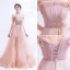 Mode Perle Rose Robe De Soirée 2021 Princesse De l'épaule Glitter Perlage Faux Diamant Paillettes Sans Manches Dos Nu Train De Balayage Robe De Ceremonie