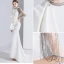 Fashion White Evening Dresses  2020 Trumpet / Mermaid Scoop Neck Beading Short Sleeve Sweep Train Formal Dresses