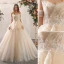 Charmant Champagner Brautkleider / Hochzeitskleider 2020 Ballkleid Bandeau Perlenstickerei Pailletten Applikationen Ärmellos Rückenfreies Sweep / Pinsel Zug