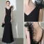 Élégant Couleur Unie Noire Robe De Soirée 2020 Trompette / Sirène V-Cou Sans Manches Dos Nu Longue Robe De Ceremonie