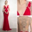 Sexy Rouge Robe De Soirée 2020 Trompette / Sirène Encolure Dégagée Perlage Faux Diamant En Dentelle Fleur Sans Manches Dos Nu Train De Balayage Robe De Ceremonie