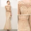 High-end Champagne Rhinestone Evening Dresses  2020 Trumpet / Mermaid Scoop Neck Long Sleeve Floor-Length / Long Formal Dresses