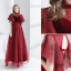 Elegant Burgundy Evening Dresses  2020 A-Line / Princess Suede High Neck Spotted Short Sleeve Backless Floor-Length / Long Formal Dresses