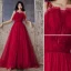 Chic / Beautiful Burgundy Evening Dresses  2020 A-Line / Princess Spaghetti Straps Beading Crystal Sleeveless Backless Floor-Length / Long Formal Dresses
