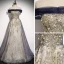 Fashion Purple Gold Glitter Evening Dresses  2020 A-Line / Princess Off-The-Shoulder Beading Rhinestone Pearl Sequins Sleeveless Backless Floor-Length / Long Formal Dresses