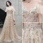 Charmant Champagne Robe De Soirée 2020 Princesse Bretelles Spaghetti Perlage Paillettes En Dentelle Fleur Manches Courtes Dos Nu Train De Balayage Robe De Ceremonie