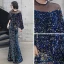Scintillantes Multi-Couleurs Robe De Soirée 2020 Trompette / Sirène Paillettes Encolure Dégagée 3/4 Manches Longue Robe De Ceremonie