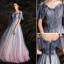 Charmant Dégradé De Couleur Glitter Robe De Soirée 2020 Princesse Bretelles Spaghetti Perlage Manches Courtes Dos Nu Longue Robe De Ceremonie