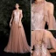 Chic / Belle Nues Robe De Bal 2020 Princesse Titulaire Perlage Paillettes En Dentelle Fleur Manches Courtes Dos Nu Train De Balayage Robe De Ceremonie