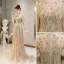 Haut de Gamme Doré Perlage Robe De Soirée 2020 Princesse Encolure Dégagée Faux Diamant Manches Longues Train De Balayage Robe De Ceremonie