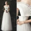 Charmant Ivoire Robe De Mariée 2020 Princesse Volants De l'épaule En Dentelle Fleur Sans Manches Dos Nu Longue