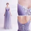 Charming Purple Evening Dresses  2020 A-Line / Princess Spaghetti Straps Beading Rhinestone Appliques Lace Flower Sleeveless Backless Floor-Length / Long Formal Dresses