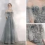Charmant Grau Star Pailletten Ballkleider 2020 A Linie Rüschen Off Shoulder Kurze Ärmel Rückenfreies Lange Festliche Kleider