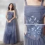 Chic / Belle Océan Bleu Robe De Bal 2020 Princesse Bustier En Dentelle Fleur Sans Manches Dos Nu Longue Robe De Ceremonie