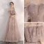 Classy Nude Prom Dresses 2020 A-Line / Princess Ruffle Off-The-Shoulder Star Lace Short Sleeve Backless Floor-Length / Long Formal Dresses