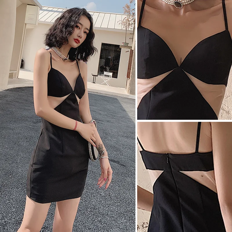 Sexy Black Party Dresses 2021 Spaghetti Straps Sleeveless Short Backless Cocktail  Party Evening Party Formal Dresses