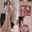 Charming Champagne Sequins Evening Dresses  2021 Trumpet / Mermaid High Neck Short Sleeve Floor-Length / Long Evening Party Formal Dresses