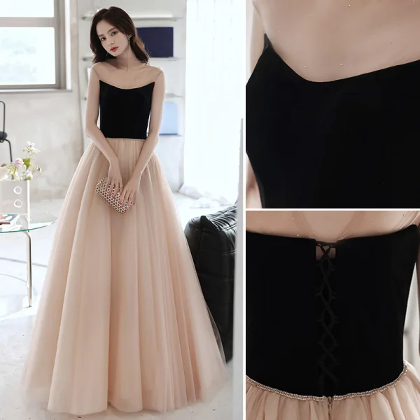 Sexy Black Cocktail Dresses 2018 A-Line / Princess Appliques Spaghetti Straps Backless Sleeveless Short Formal Dresses
