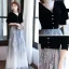 Chic / Beautiful Black Glitter Flower Evening Dresses  2020 A-Line / Princess V-Neck Floor-Length / Long Prom 1/2 Sleeves Backless Suede Formal Dresses