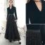Chic Noire Robe De Soirée 2020 Princesse V-Cou Gland Paillettes Manches Longues Longue Robe De Ceremonie