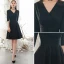 Vintage / Retro Modest / Simple Solid Color Black Homecoming Graduation Dresses 2020 A-Line / Princess V-Neck 1/2 Sleeves Knee-Length Formal Dresses