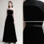 Modest / Simple Black Evening Dresses  2020 A-Line / Princess Suede Strapless Sleeveless Backless Floor-Length / Long Formal Dresses