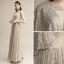 Scintillantes Champagne Paillettes Robe De Soirée 2020 Princesse V-Cou Manches Courtes Dos Nu Longue Robe De Ceremonie