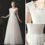 Simple Ivoire Tachetée Robe De Mariée 2020 Princesse Encolure Carrée Mancherons Dos Nu Longue