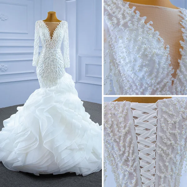 Elegant Champagne Wedding Dresses 2018 Ball Gown Lace Appliques Spaghetti Straps Backless Cathedral Train Short Sleeve Wedding