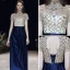 Chic Bleu Roi Robe De Soirée 2020 Princesse Col Haut Perlage Faux Diamant Paillettes Manches Courtes Dos Nu Longue Robe De Ceremonie