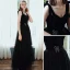 Elegant Black Prom Dresses 2020 A-Line / Princess Square Neckline Rhinestone Bow Sleeveless Backless Floor-Length / Long Formal Dresses
