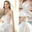 Charming Ivory Wedding Dresses 2020 Ball Gown Strapless Rhinestone Lace Flower Sleeveless Backless Royal Train
