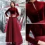 Eleganta Burgundy Mocka Balklänningar 2020 Prinsessa Hög Hals Långärmad Långa Formella Klänningar