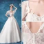 Chic / Belle Ivoire Robe De Mariée 2020 Robe Boule Encolure Carrée Noeud En Dentelle Fleur Manches Courtes Dos Nu Tribunal Train