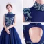 Vintage / Retro Royal Blue Prom Dresses 2020 A-Line / Princess High Neck Sequins Rhinestone Lace Flower Sleeveless Backless Floor-Length / Long Formal Dresses